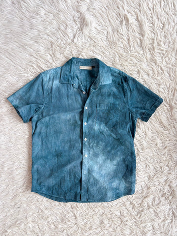 Linen Button down Shirt 'Blue Spring' M