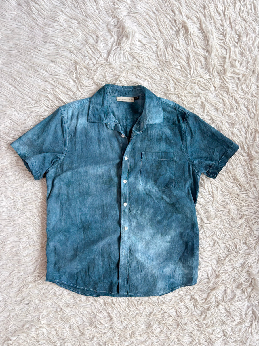 Linen Button down Shirt 'Blue Spring' M