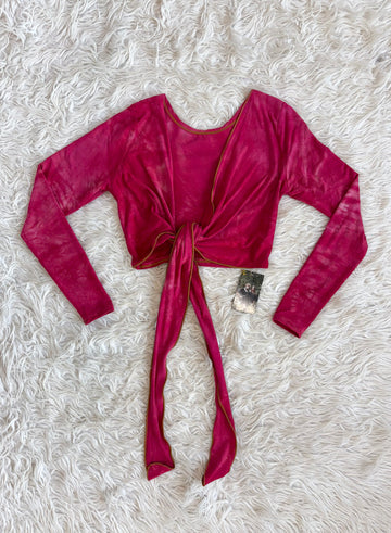 Wrap Top- Long sleeve 'Cherry' XS