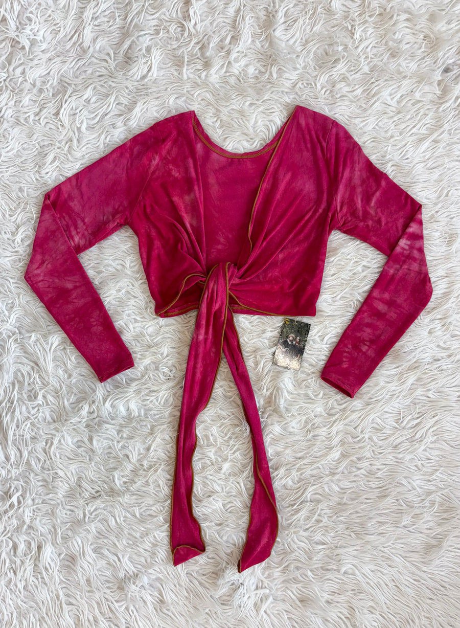 Wrap Top- Long sleeve 'Cherry' XS
