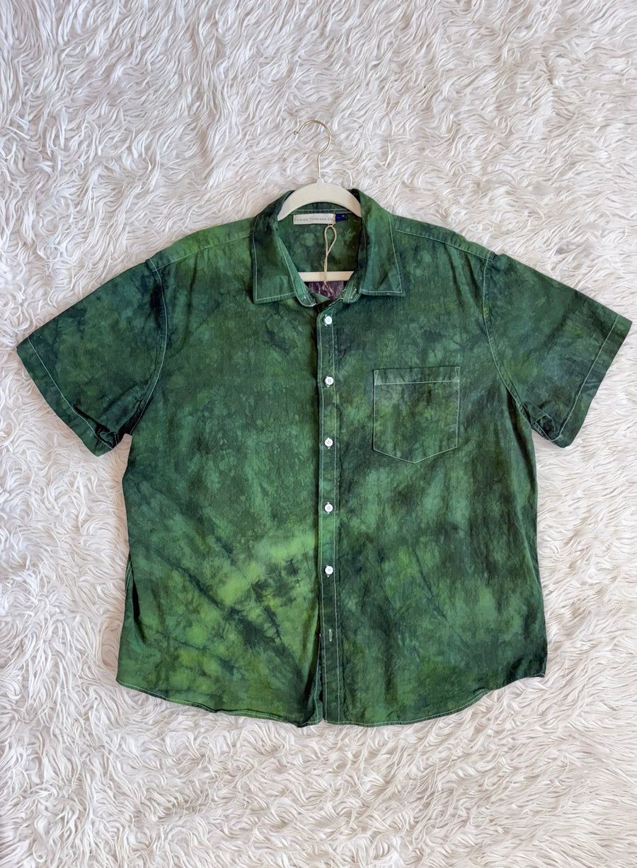 Linen Button down Shirt 'Emerald' XL