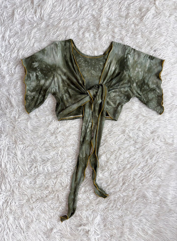 Wrap Top- Flutter sleeve 'Sage' XL