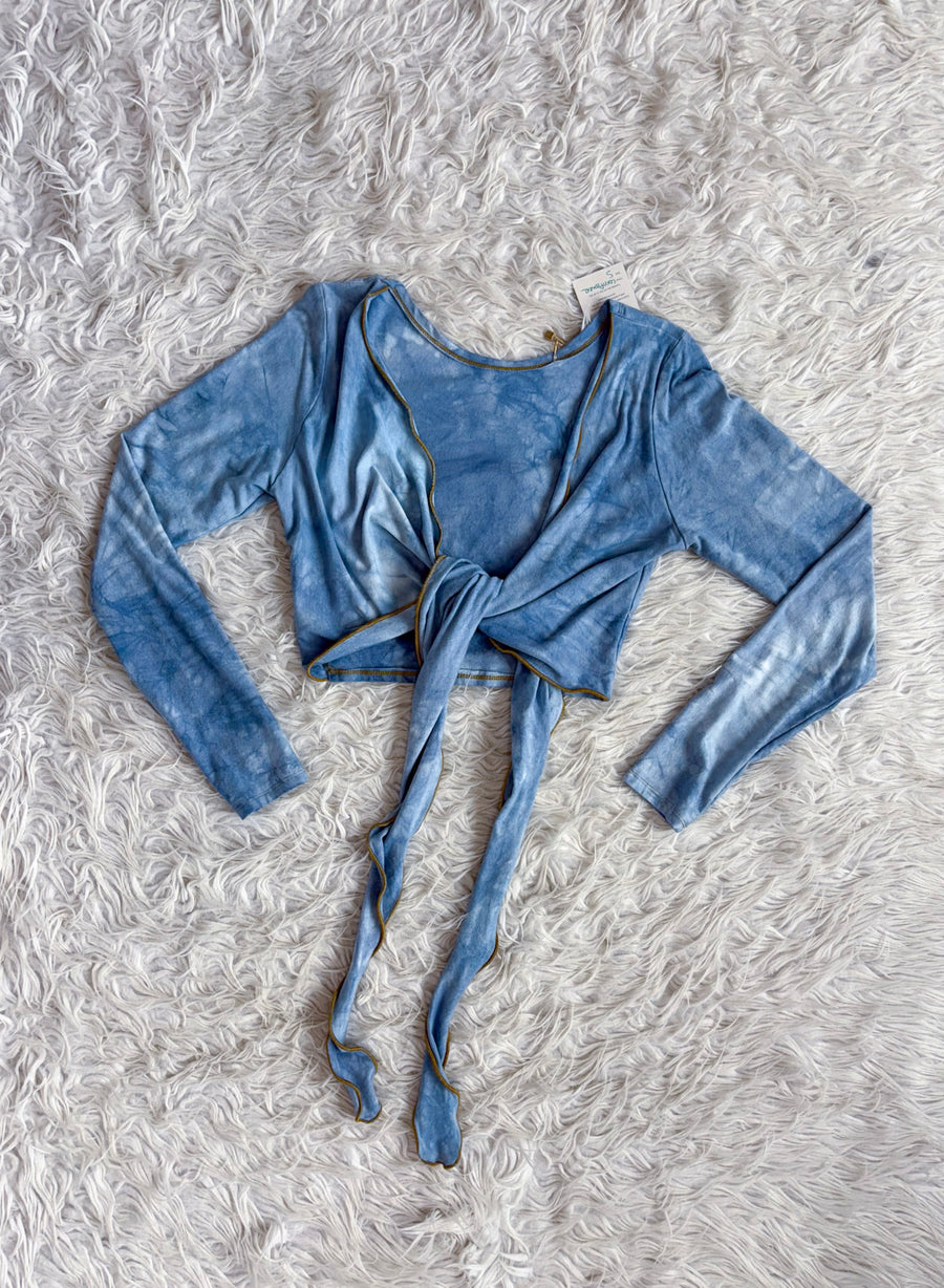 Wrap Top- Long sleeve 'Cornflower' S