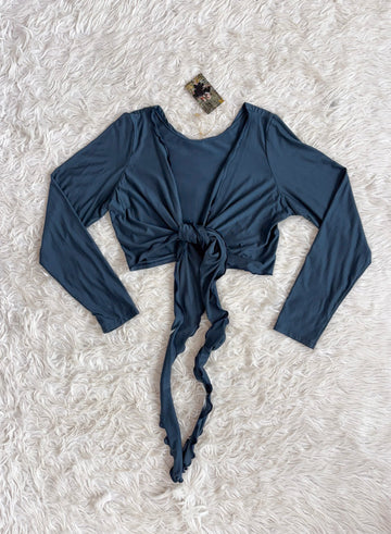 Wrap Top- Long sleeve 'Ocean' L