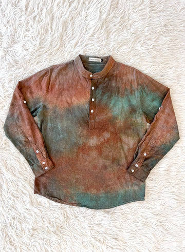 'Druzy Chrysocolla' Long Sleeve Linen Shirt