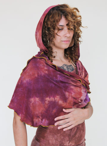 'Rhodolite' Mystic Hooded Shawl