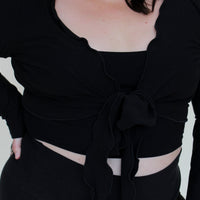 'Black' Long Sleeve Wanderess Wrap-Top