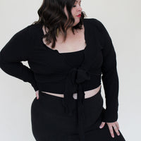 'Black' Long Sleeve Wanderess Wrap-Top