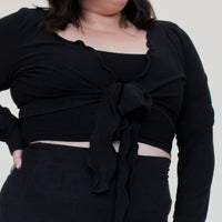 'Black' Long Sleeve Wanderess Wrap-Top