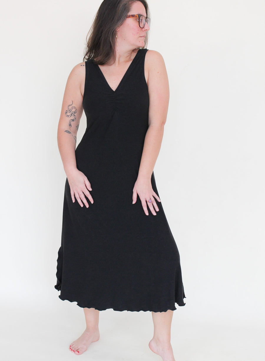 'Black' Midi Slip Dress