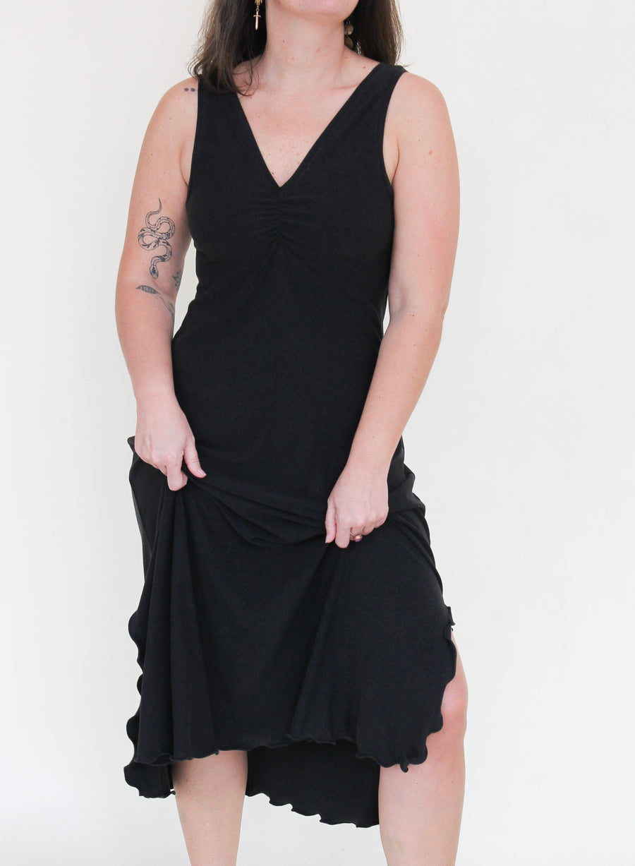 'Black' Midi Slip Dress