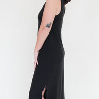 'Black' Midi Slip Dress