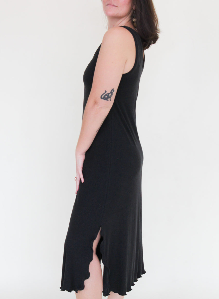 'Black' Midi Slip Dress