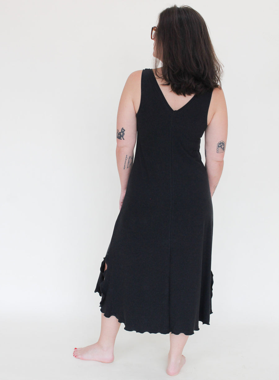 'Black' Midi Slip Dress