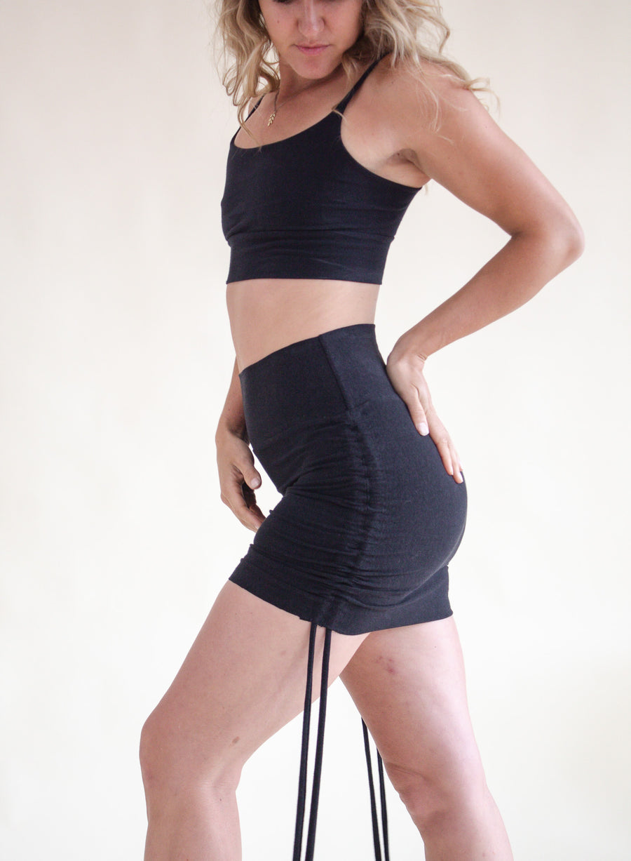 'Black' Cinch Mini Skirt