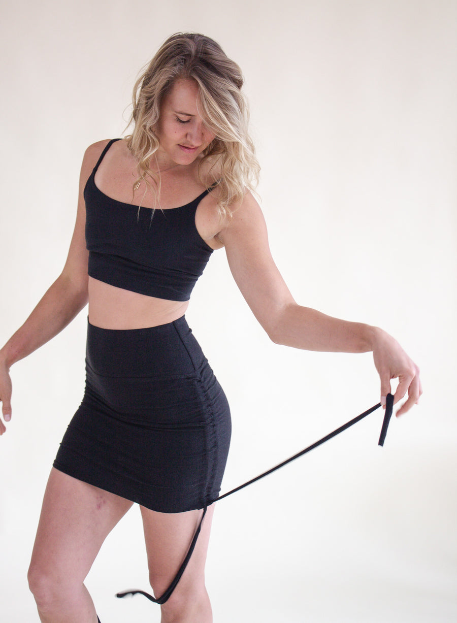 'Black' Cinch Mini Skirt