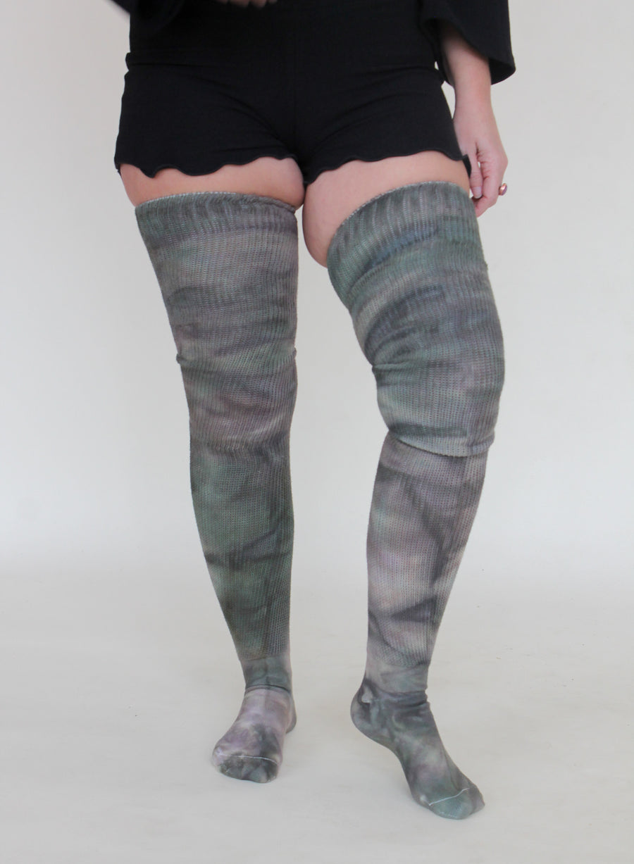 'Moss Agate' Thigh High Socks