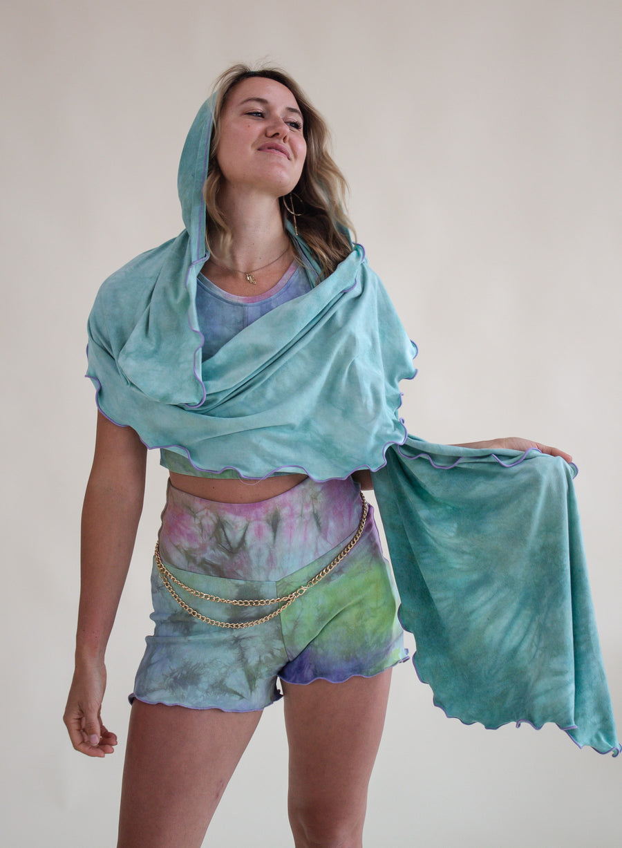 'Seafoam' Mystic Hooded Shawl