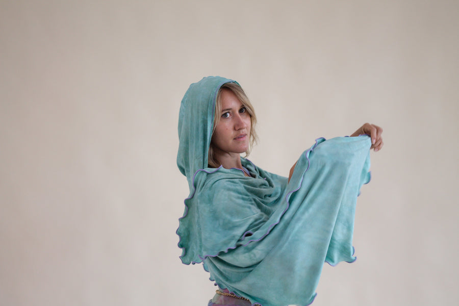 'Seafoam' Mystic Hooded Shawl