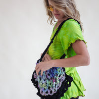 Iridescence & Black Crocheted Market Bag