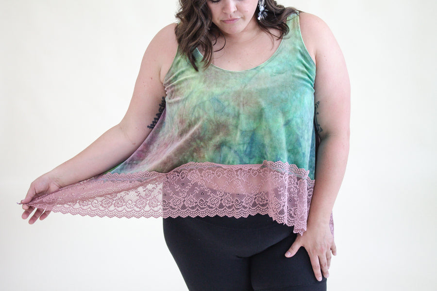 'Iridescence' Velour Lace Tank