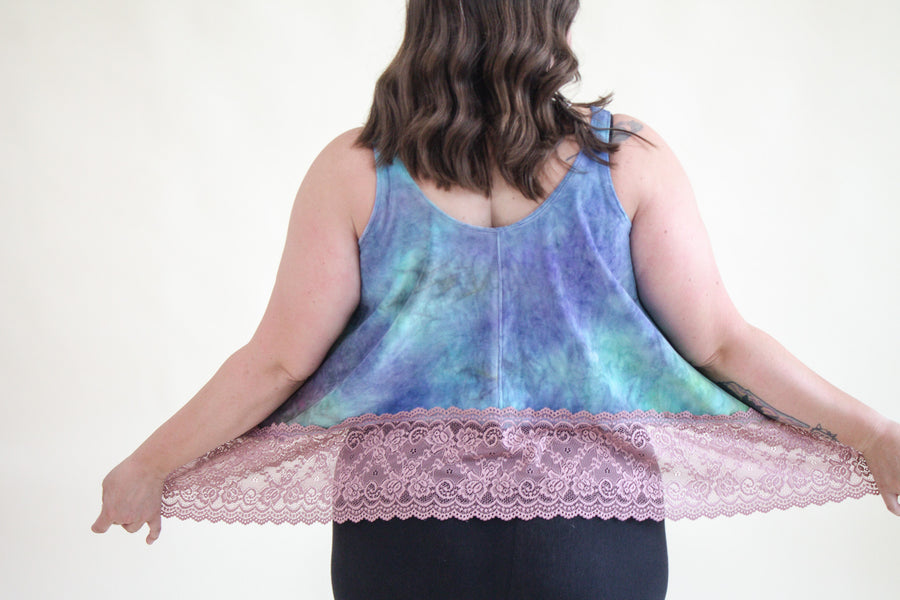 'Iridescence' Velour Lace Tank