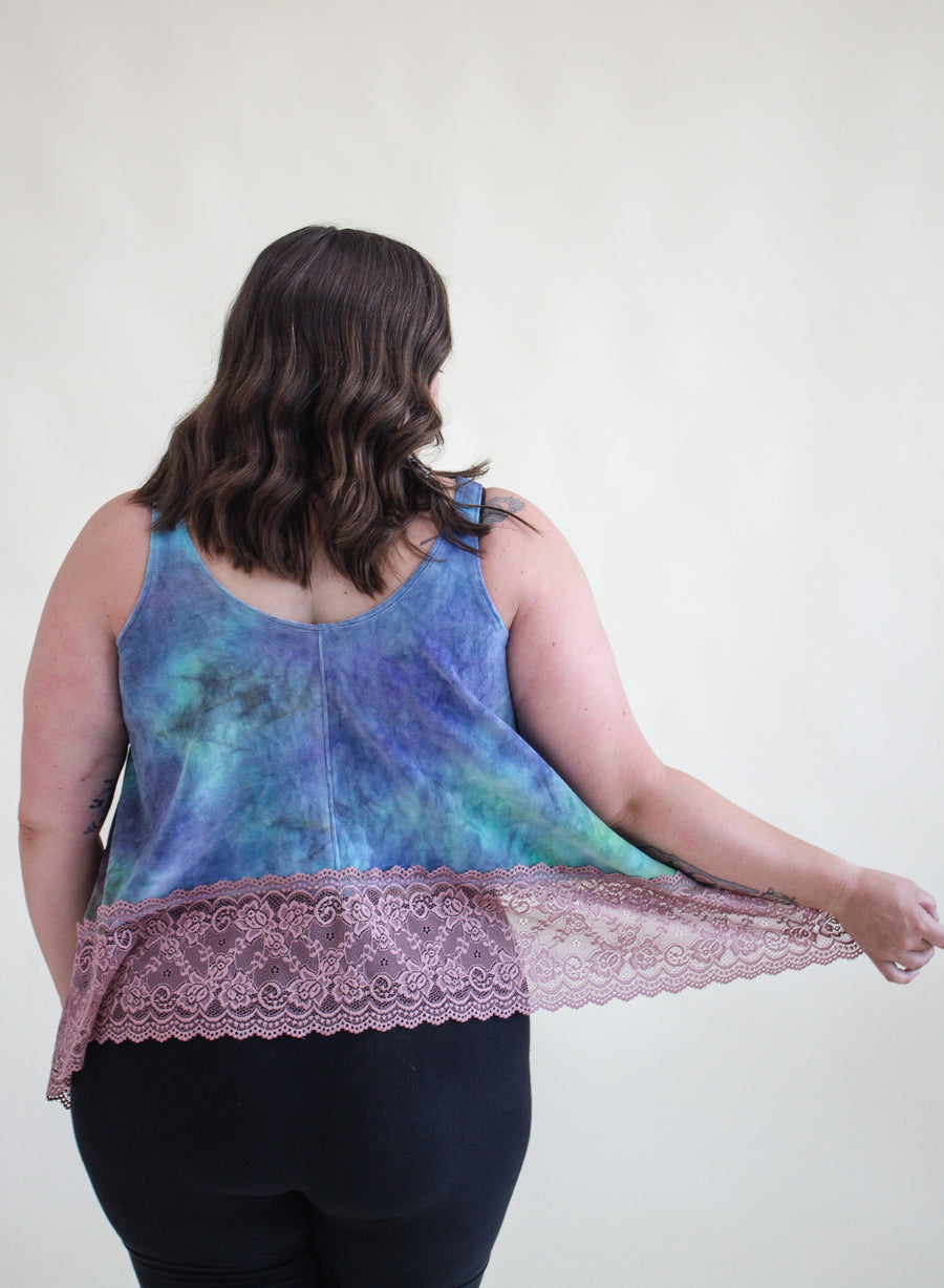 'Iridescence' Velour Lace Tank