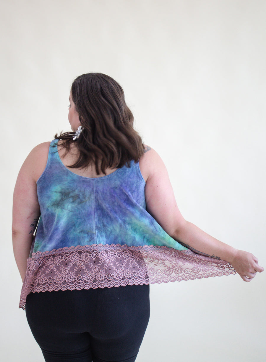 'Iridescence' Velour Lace Tank