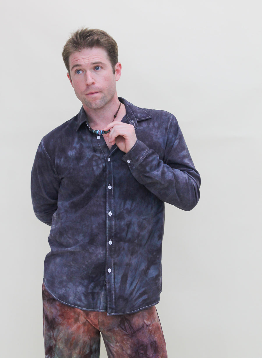 'Midnight' Long sleeve Button Down Shirt