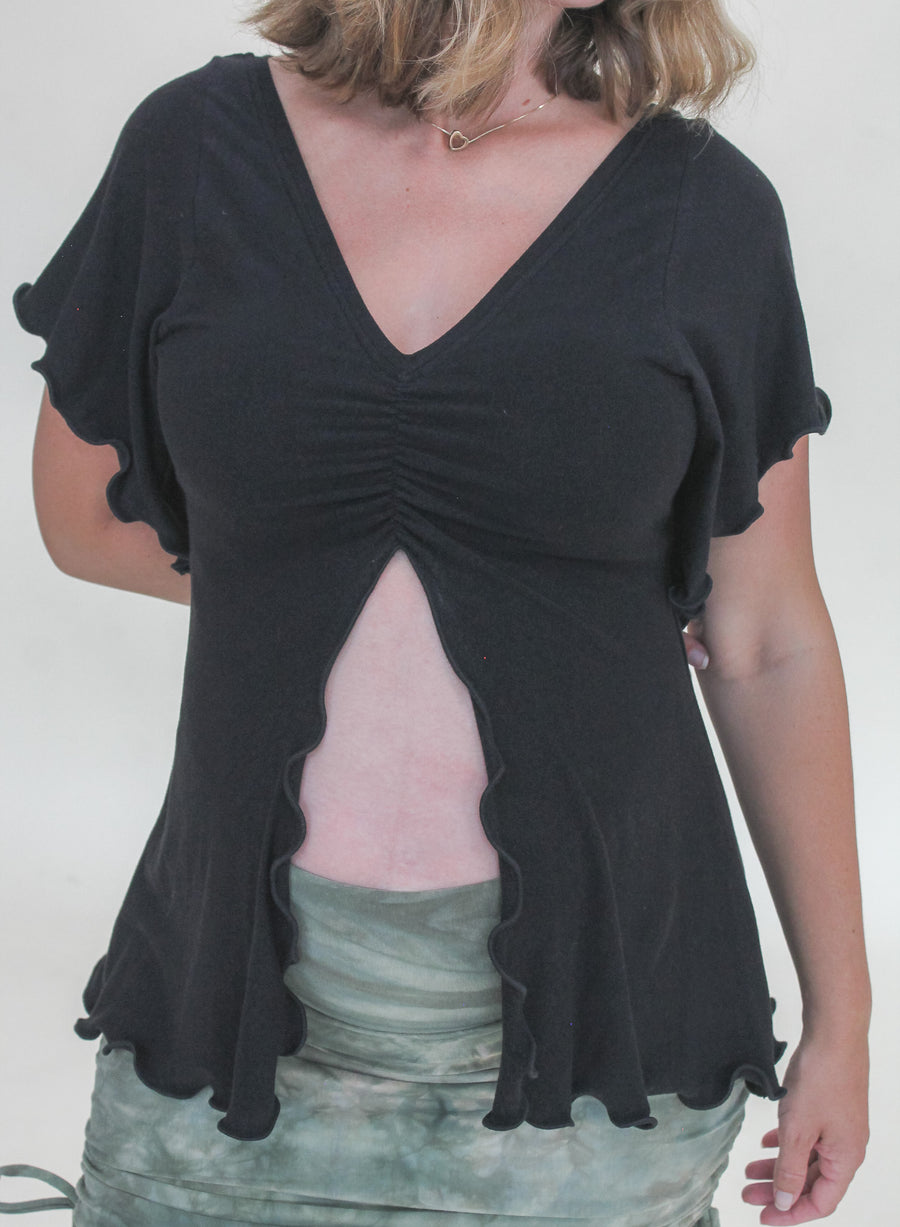 'Black' Flutter Top