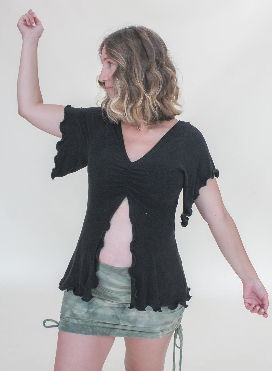 'Black' Flutter Top