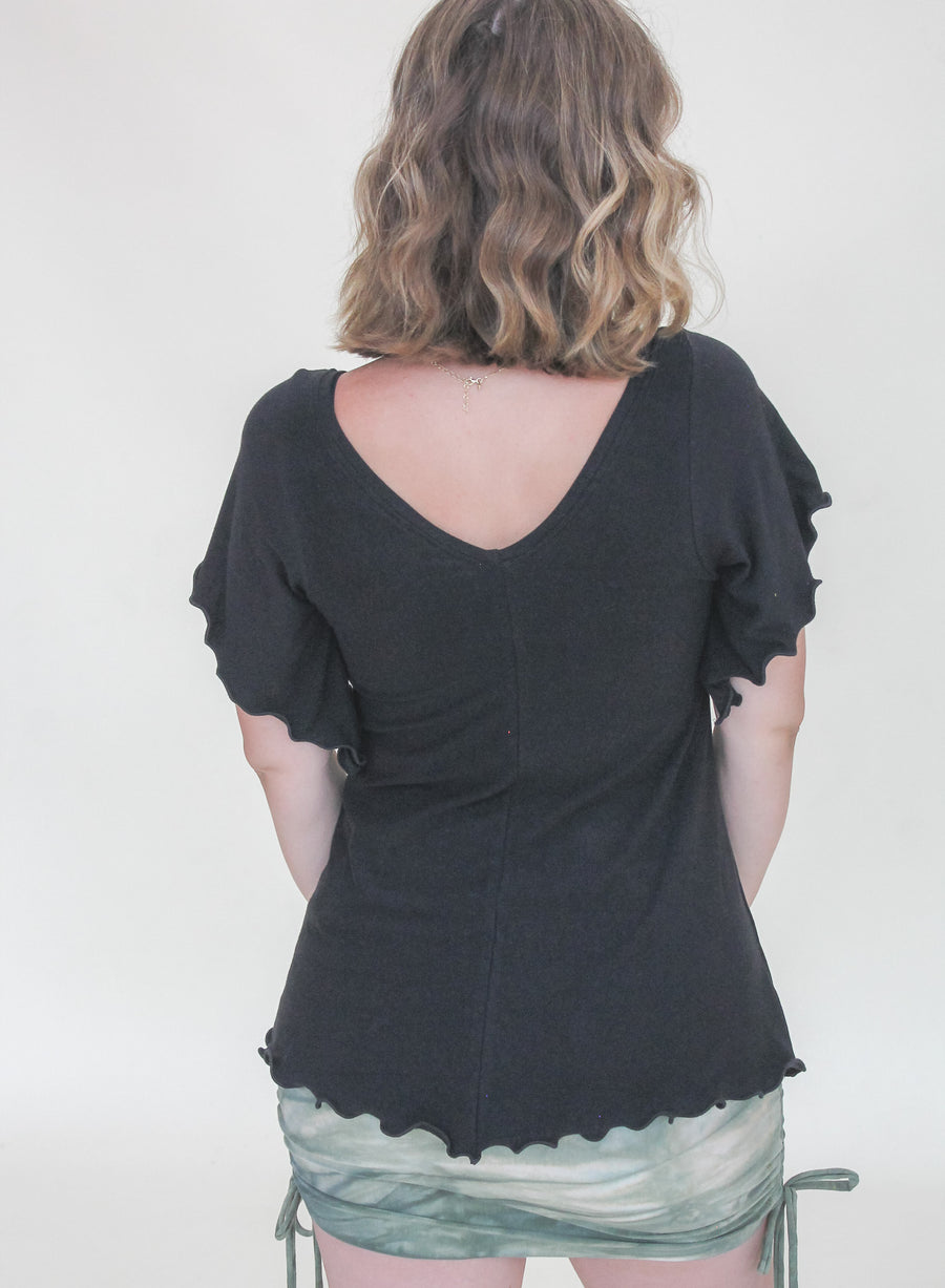 'Black' Flutter Top