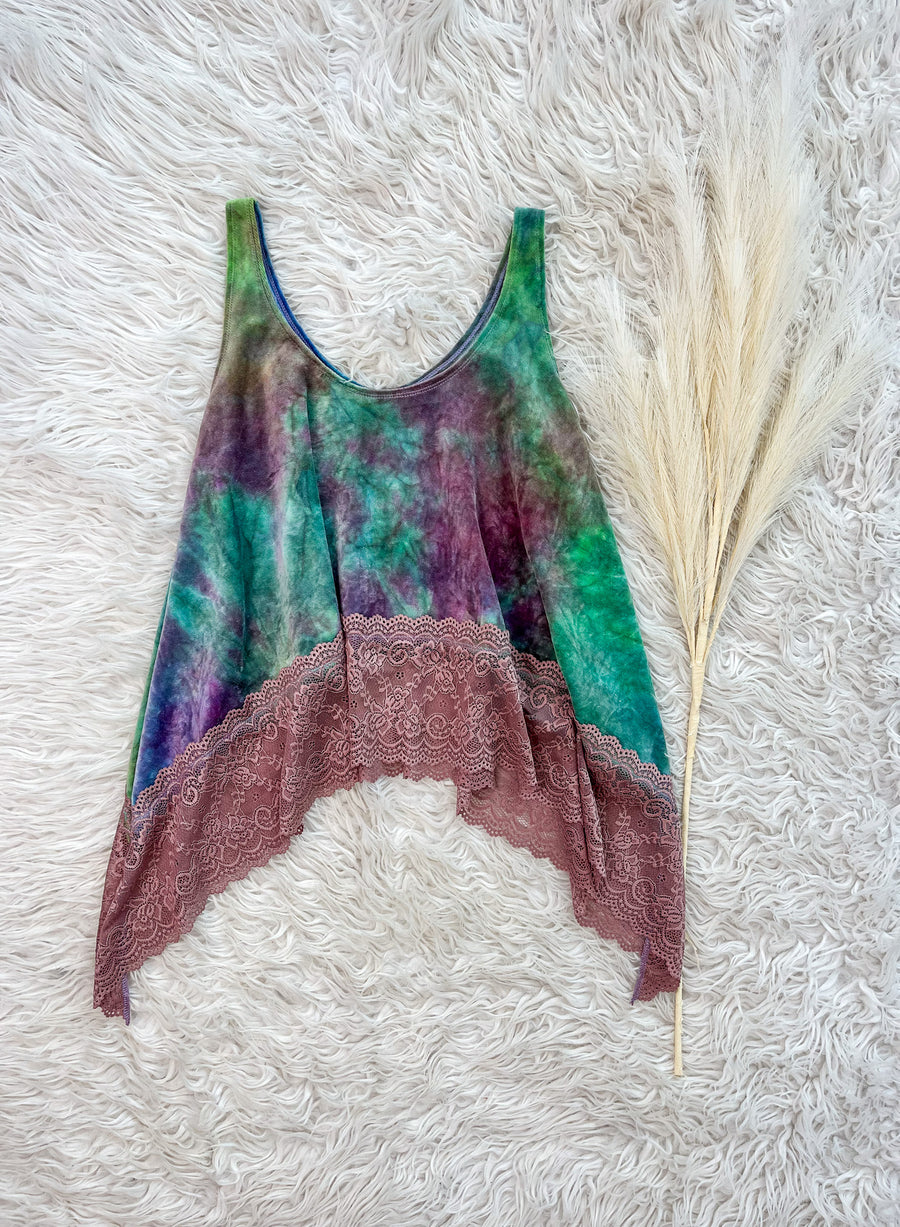 'Iridescence' Velour Lace Tank