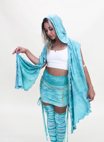 'Seafoam' Mystic Hooded Shawl