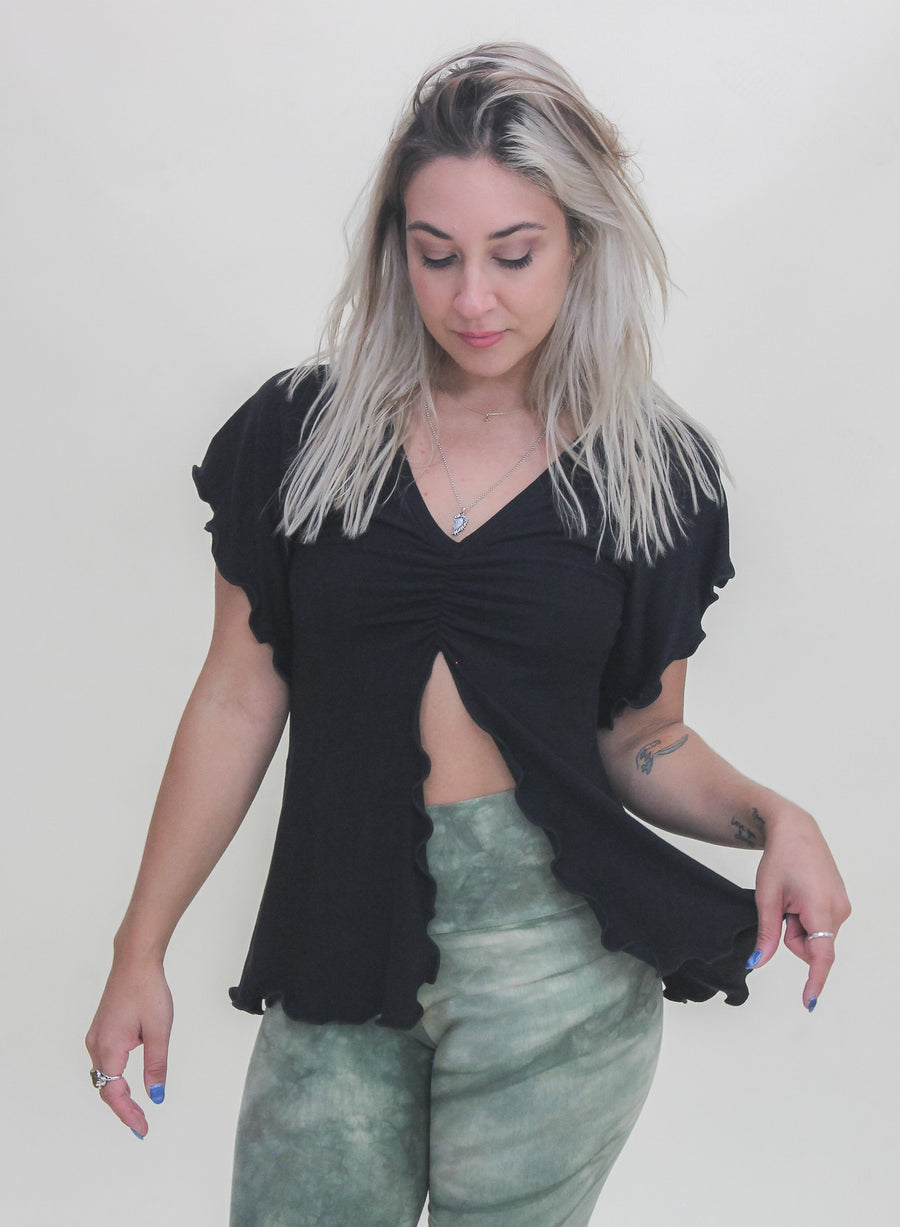 'Black' Flutter Top