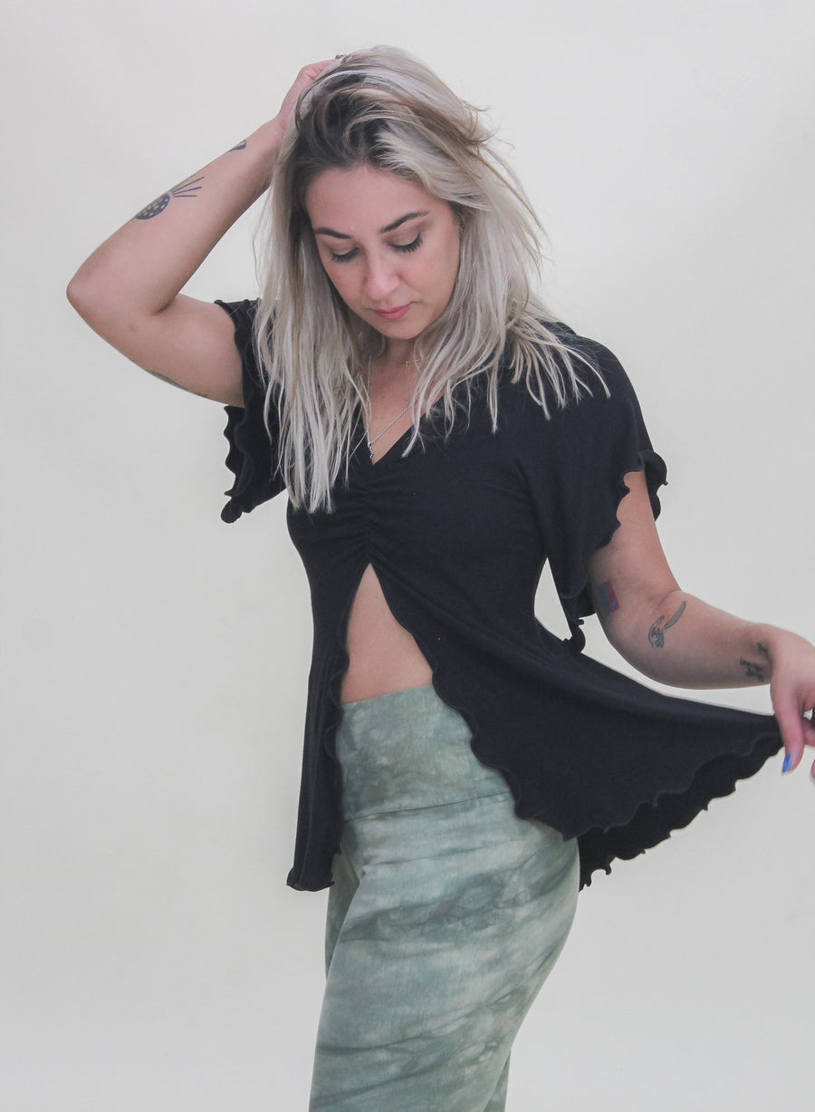 'Black' Flutter Top