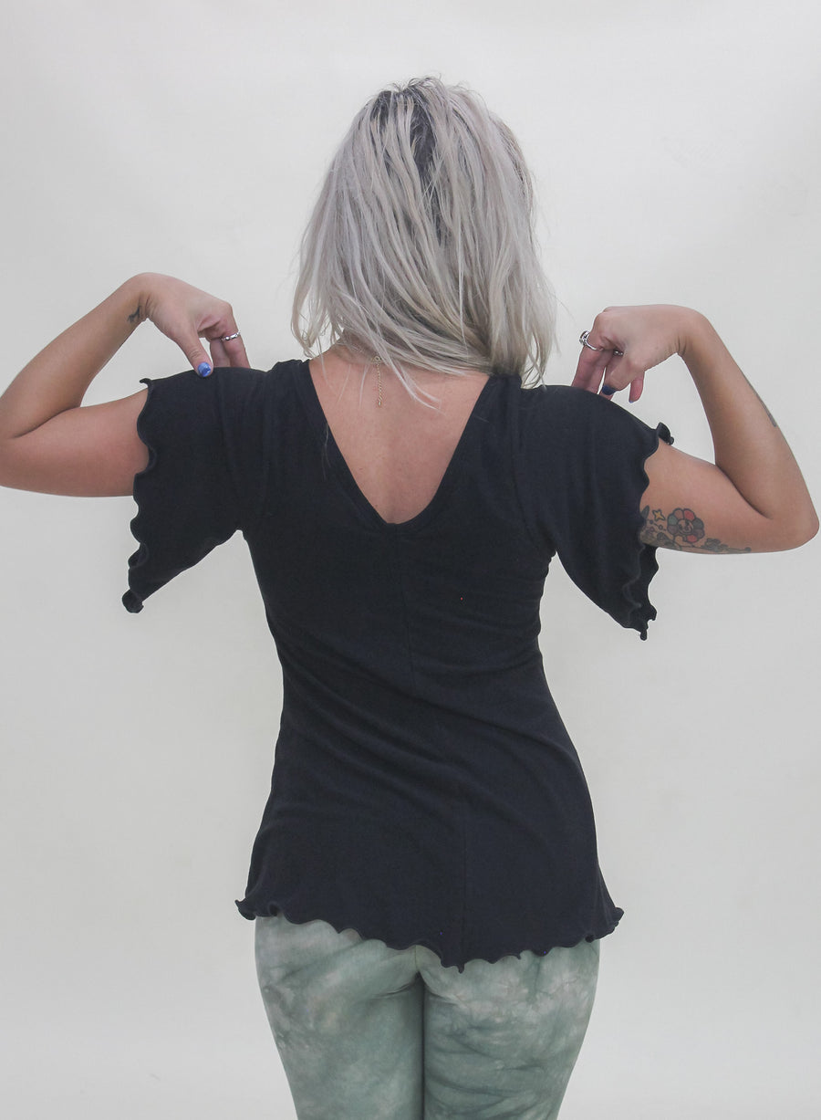 'Black' Flutter Top