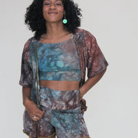 'Druzy Chrysocolla' Butterfly Sleeve Wanderess Wrap-Top