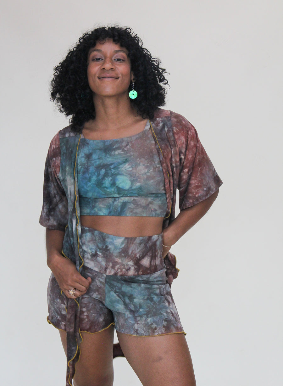 'Druzy Chrysocolla' Butterfly Sleeve Wanderess Wrap-Top