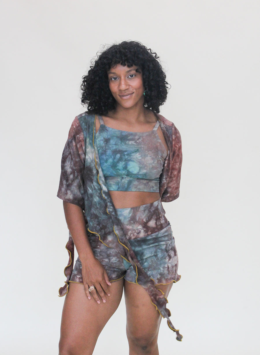 'Druzy Chrysocolla' Butterfly Sleeve Wanderess Wrap-Top