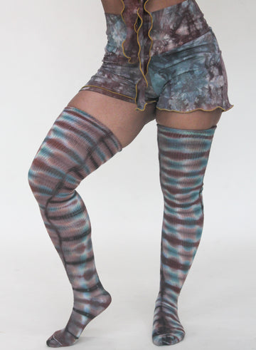 Thigh High Socks 'Druzy Chrysocolla'