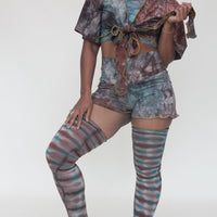 'Druzy Chrysocolla' Thigh High Socks