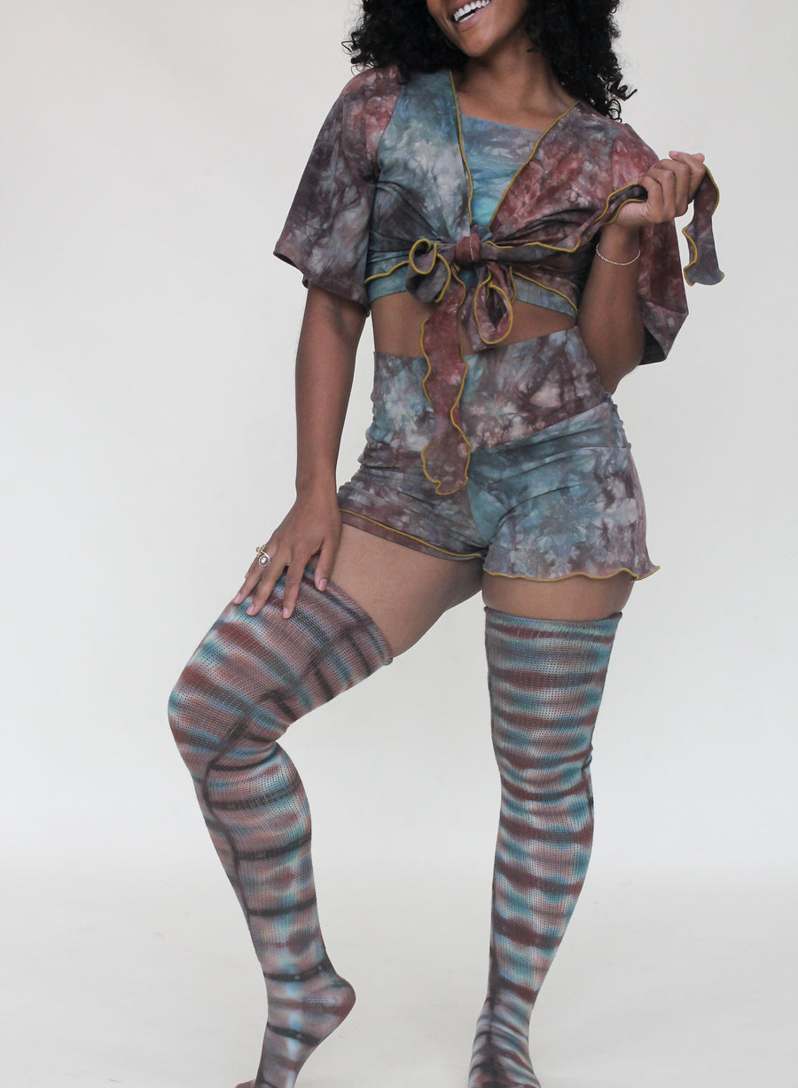 'Druzy Chrysocolla' Thigh High Socks