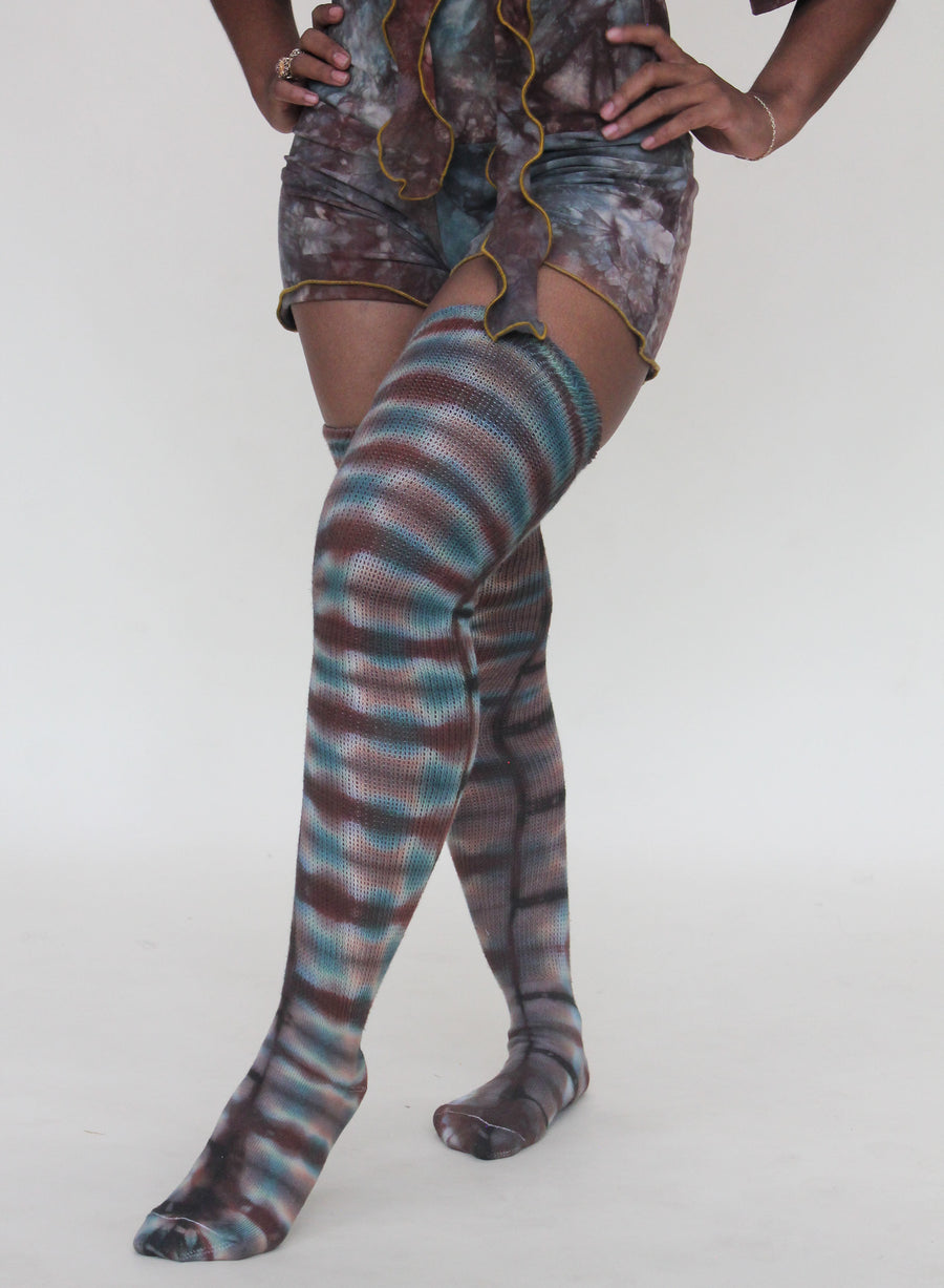 'Druzy Chrysocolla' Thigh High Socks