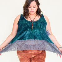 Velour Lace Tank 'Dusty Teal'