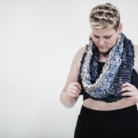 Deep Blues Knitted Cowl