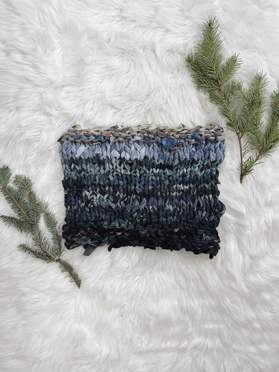 Deep Blues Knitted Cowl